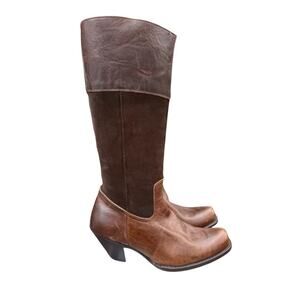 Sonora Double H Knee High Western Boot Brown Suede Women size 8